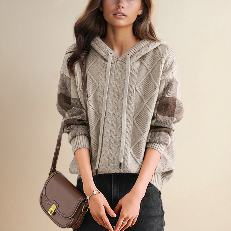 Emily | Cable Knit Hoodie Sweater